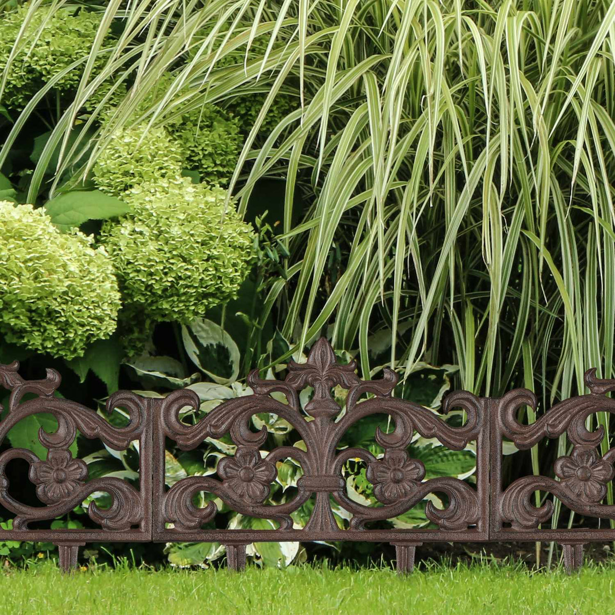 Antique Cast Iron Garden Fence, 4 Panels