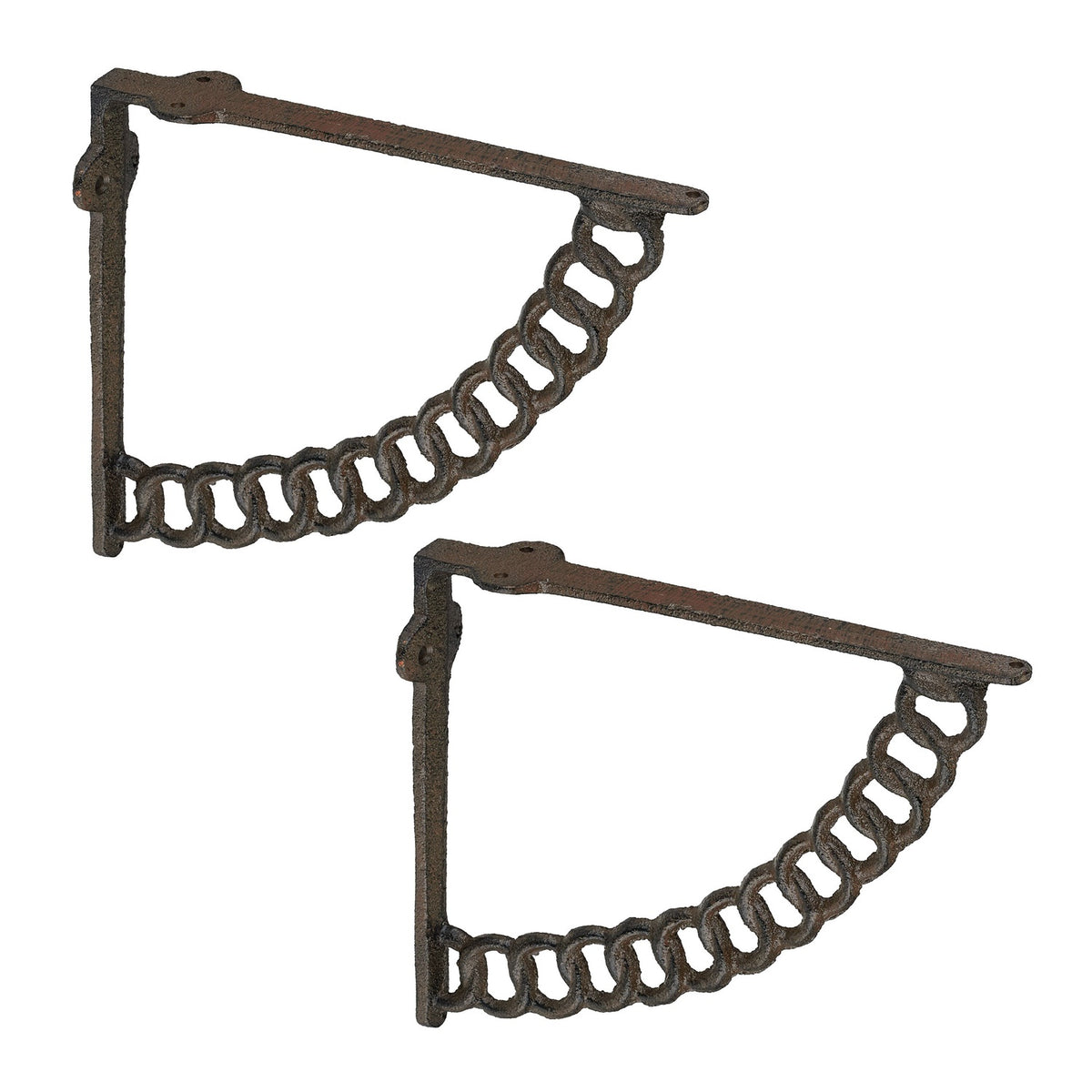 Antique Cast Iron Shelf Brackets, Chain Design, Set of 2
