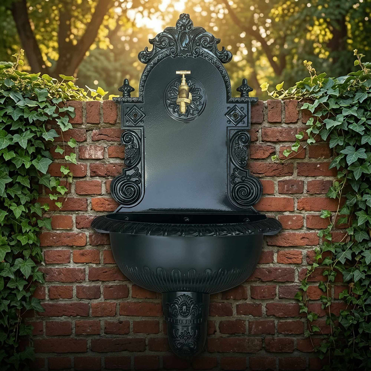 Antique Grey Wall Fountain, Cast Aluminium, XL