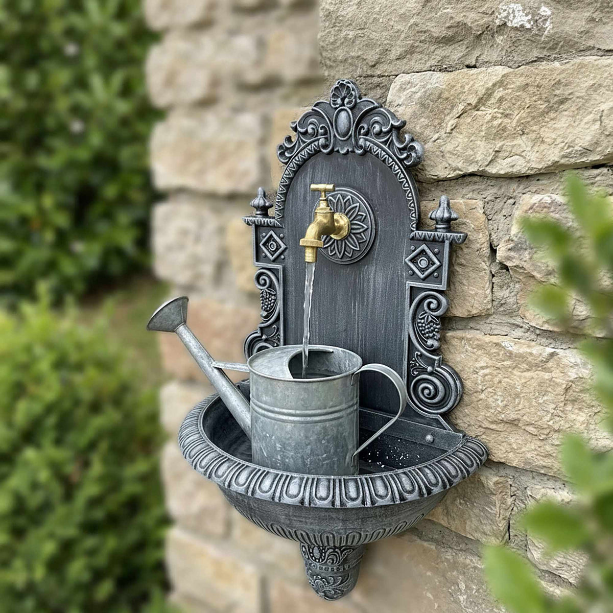 Antique Grey Wall Fountain, Cast Aluminium, XL