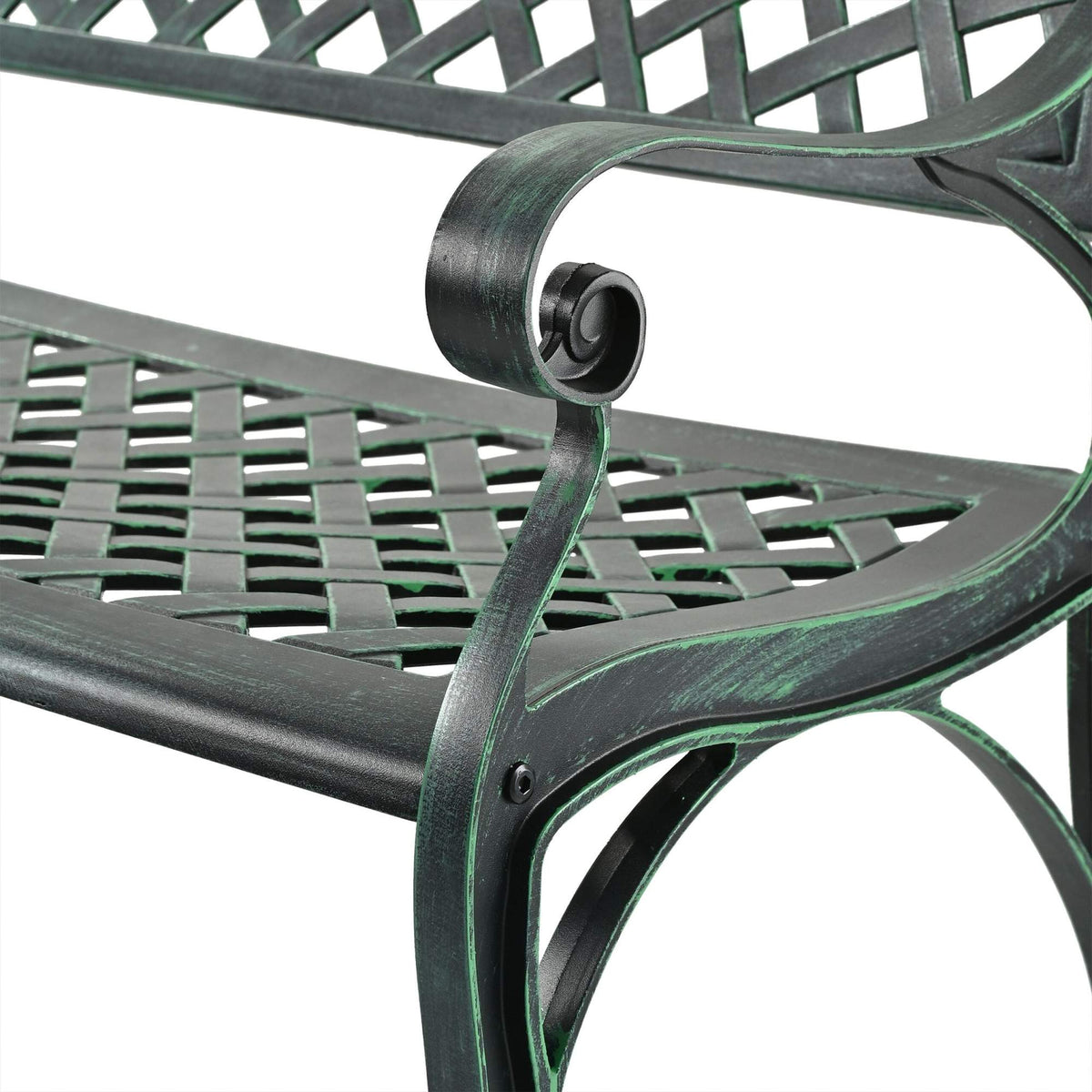 Antique Metal Garden Bench, Black & Green