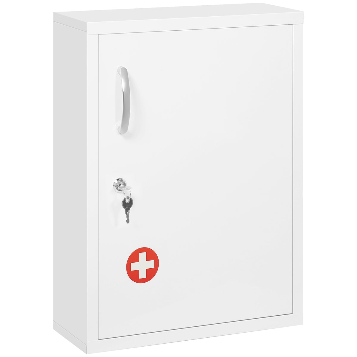 Apothecary Cabinet Wall Mounted Lockable 2 Keys Steel White 40X15X53.5Cm