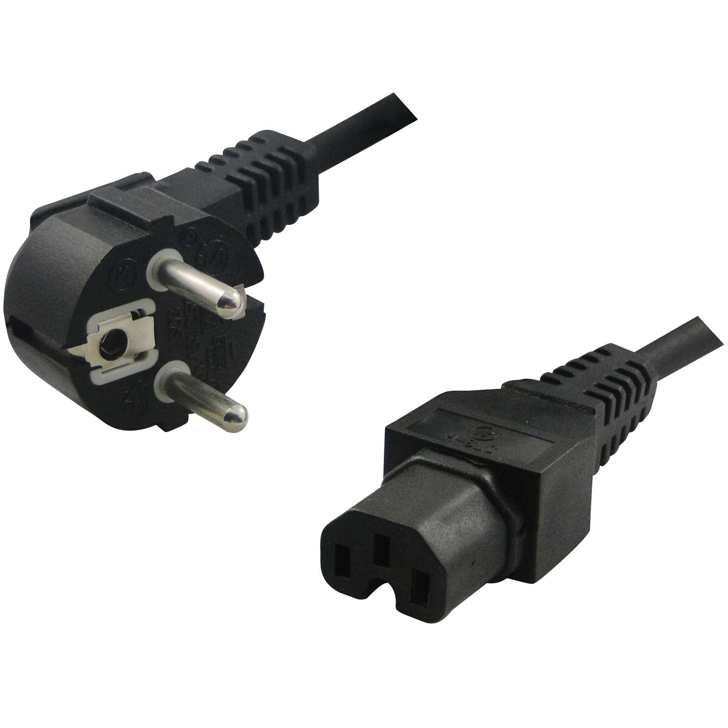 Appliance cable 90° - C15 Straight Black 2m