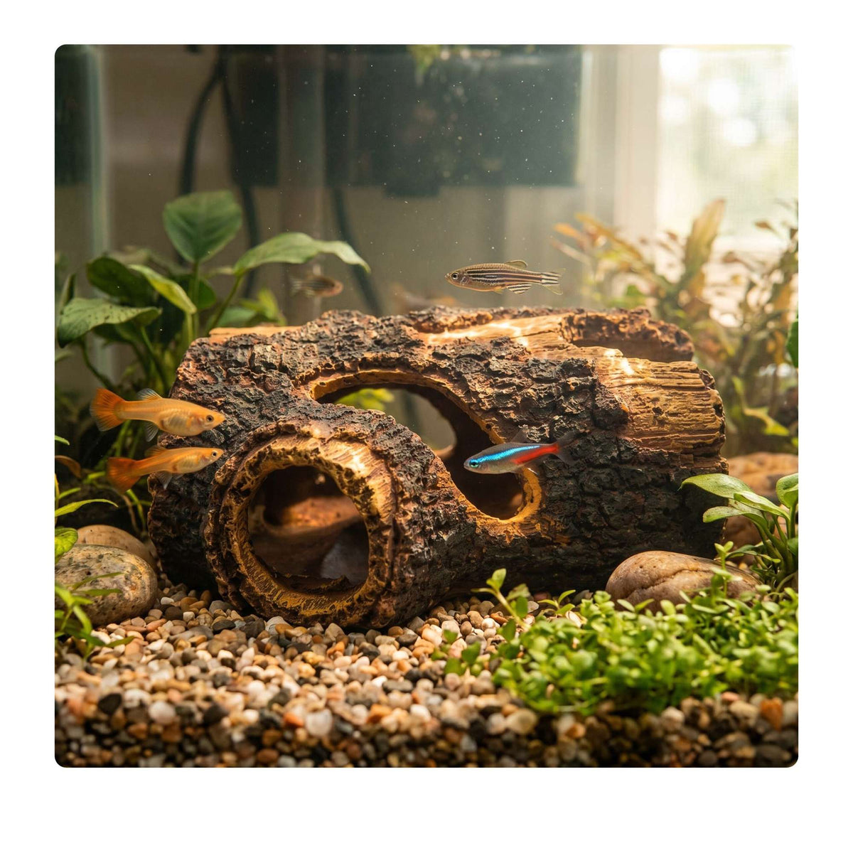Aquarium Tree Trunk Cave Decor, Non-Toxic Resin