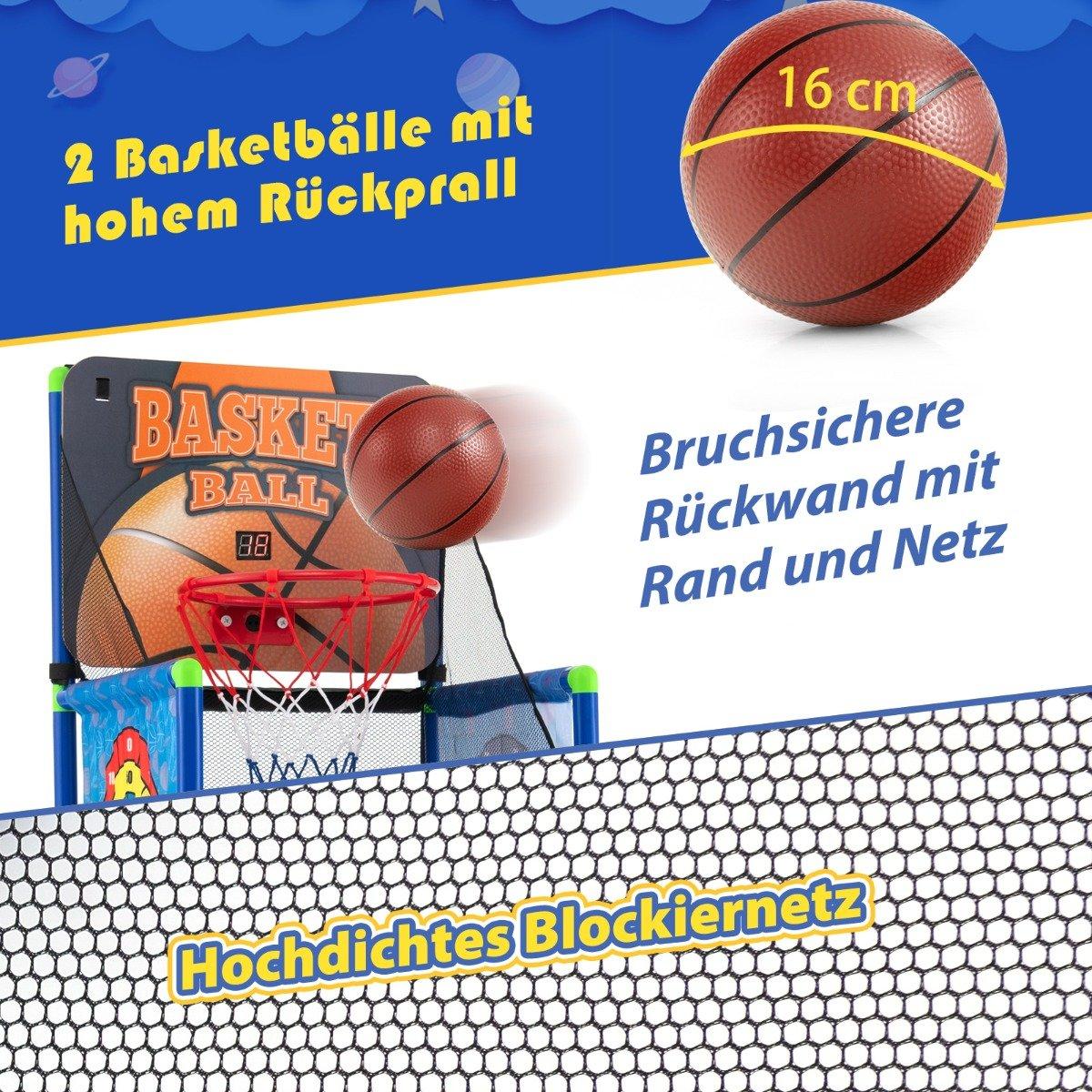 Arcade Basketball Game Set with Scoreboard & Sound Effects including 2 Basketballs & Pump Blue