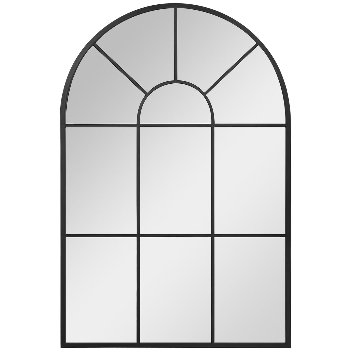 Arched Window Wall Mirror 91X60Cm Metal Frame Glass For Living Room Bedroom Dining Room Hallway Black