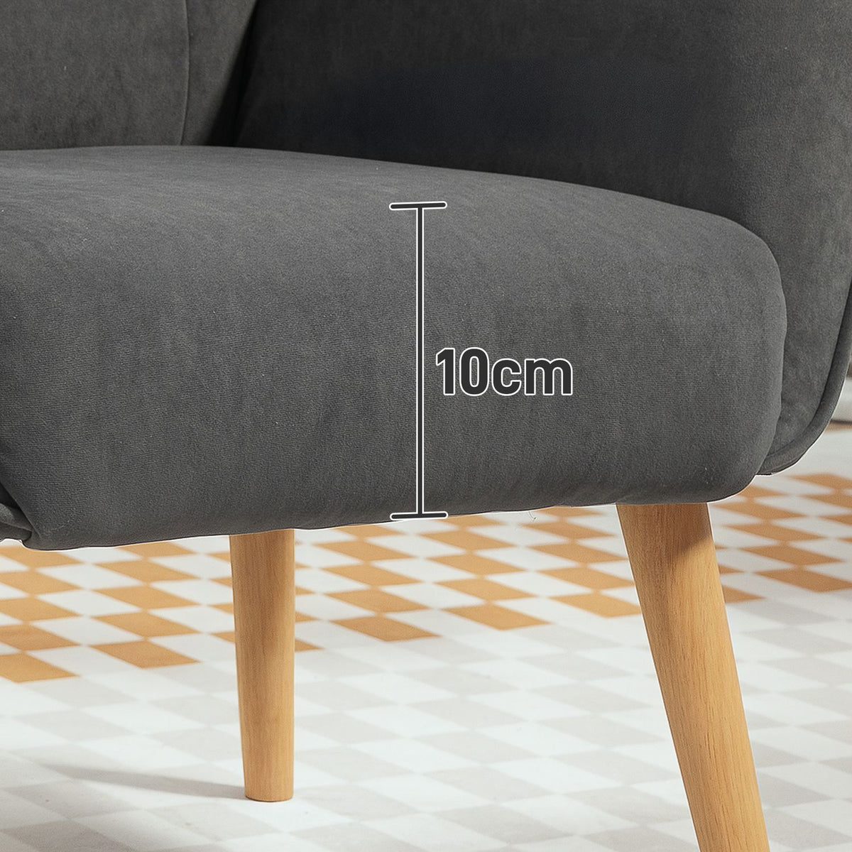 Armchair Living Room Lounge Chair Relaxation Chair with Wooden Legs Reading Chair with Velvet Look Upholstered Chair for Bedroom Gray