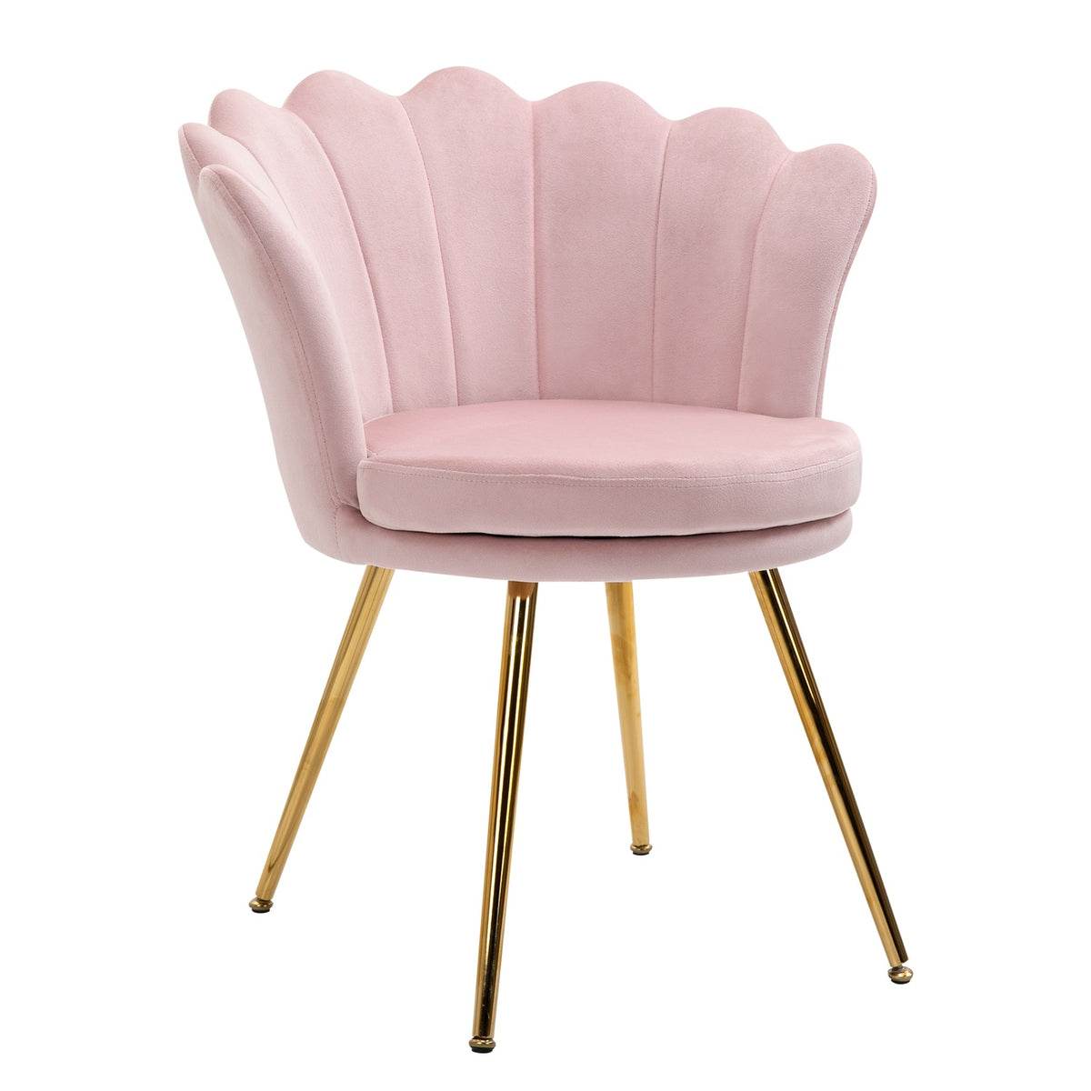 Armchair Living Room Relax Chair Lounge Chair with Lotus Shaped Design Upholstered Chair with Metal Legs Velvet Look Single Chair for Bedroom Pink