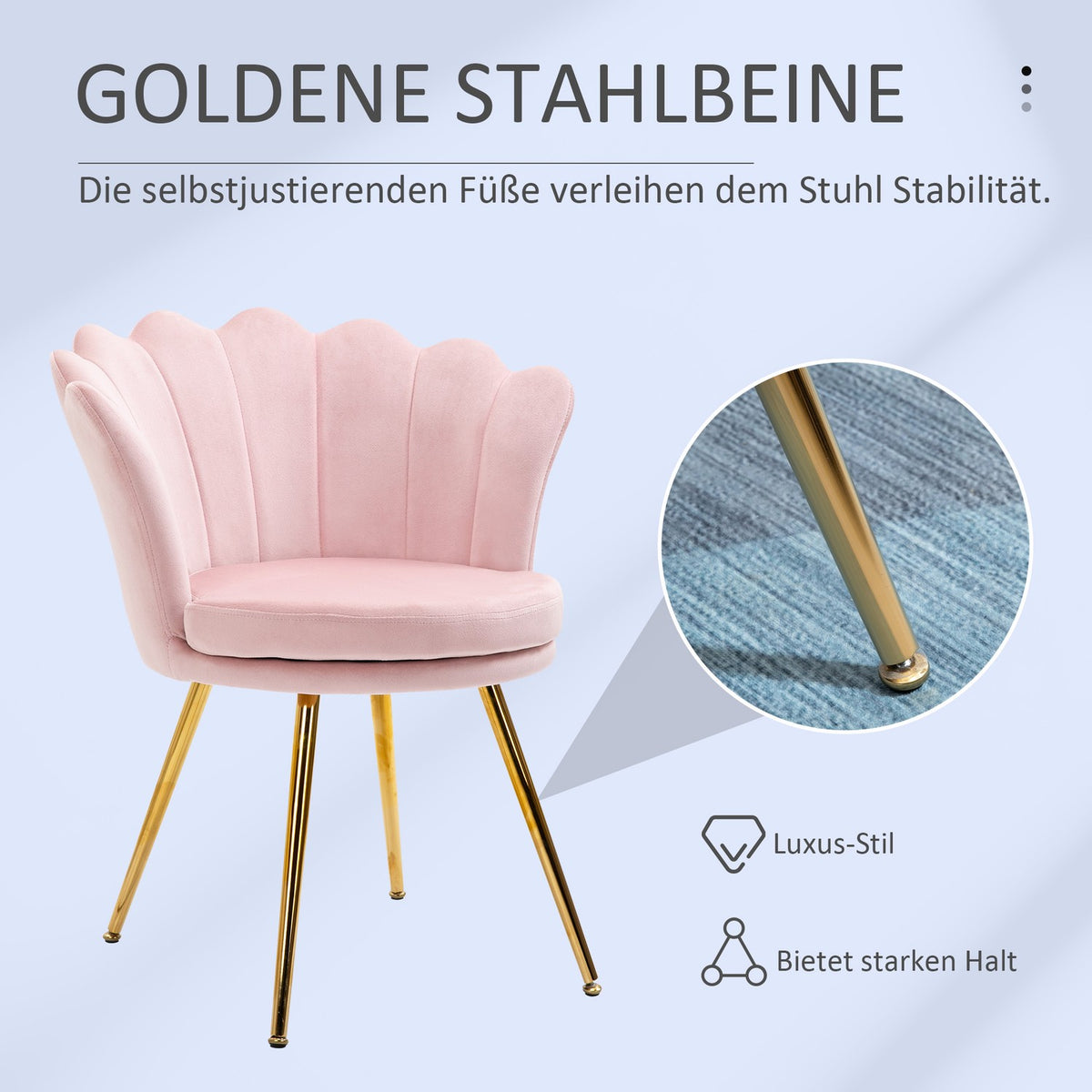 Armchair Living Room Relax Chair Lounge Chair with Lotus Shaped Design Upholstered Chair with Metal Legs Velvet Look Single Chair for Bedroom Pink