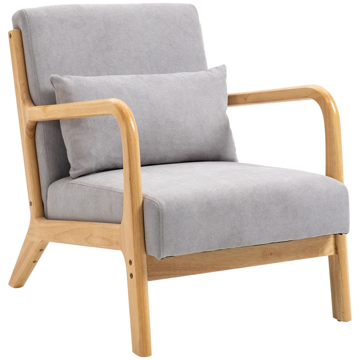 Armchair Lounge Chair with Armrest, Lumbar Cushion, Padded Relaxation Chair with Wooden Frame, Velvet Look, S-Feather, for Bedroom, Living Room, Gray