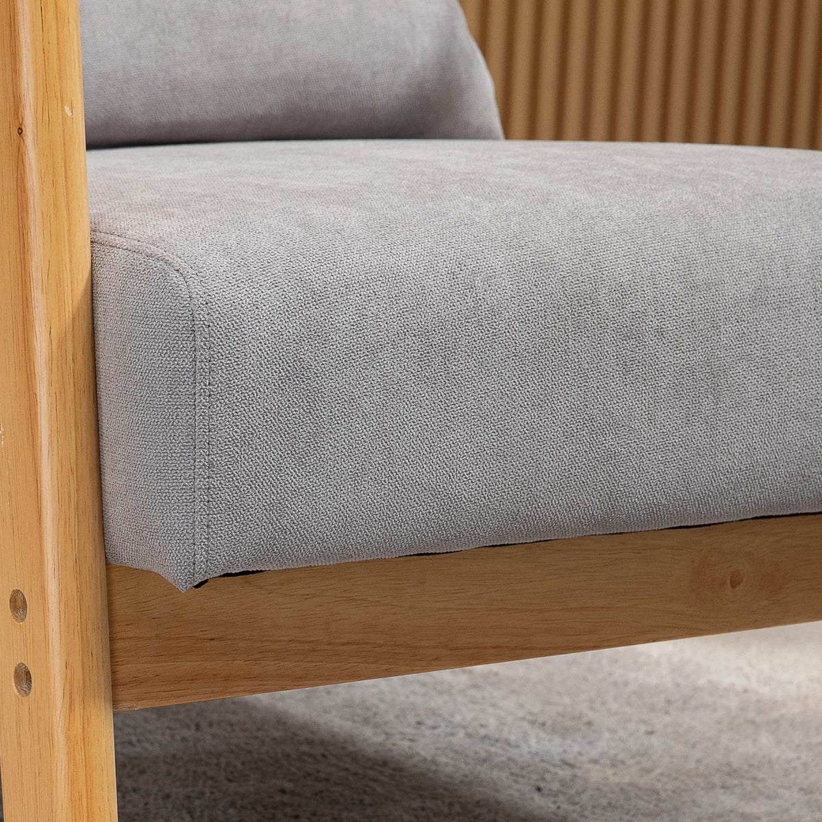 Armchair Lounge Chair with Armrest, Lumbar Cushion, Padded Relaxation Chair with Wooden Frame, Velvet Look, S-Feather, for Bedroom, Living Room, Gray