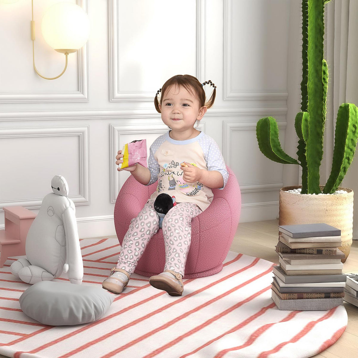 Armchair Rotatable Lounge Chair Single Chair Plush Chair Maximum Load 120 Kg Pink