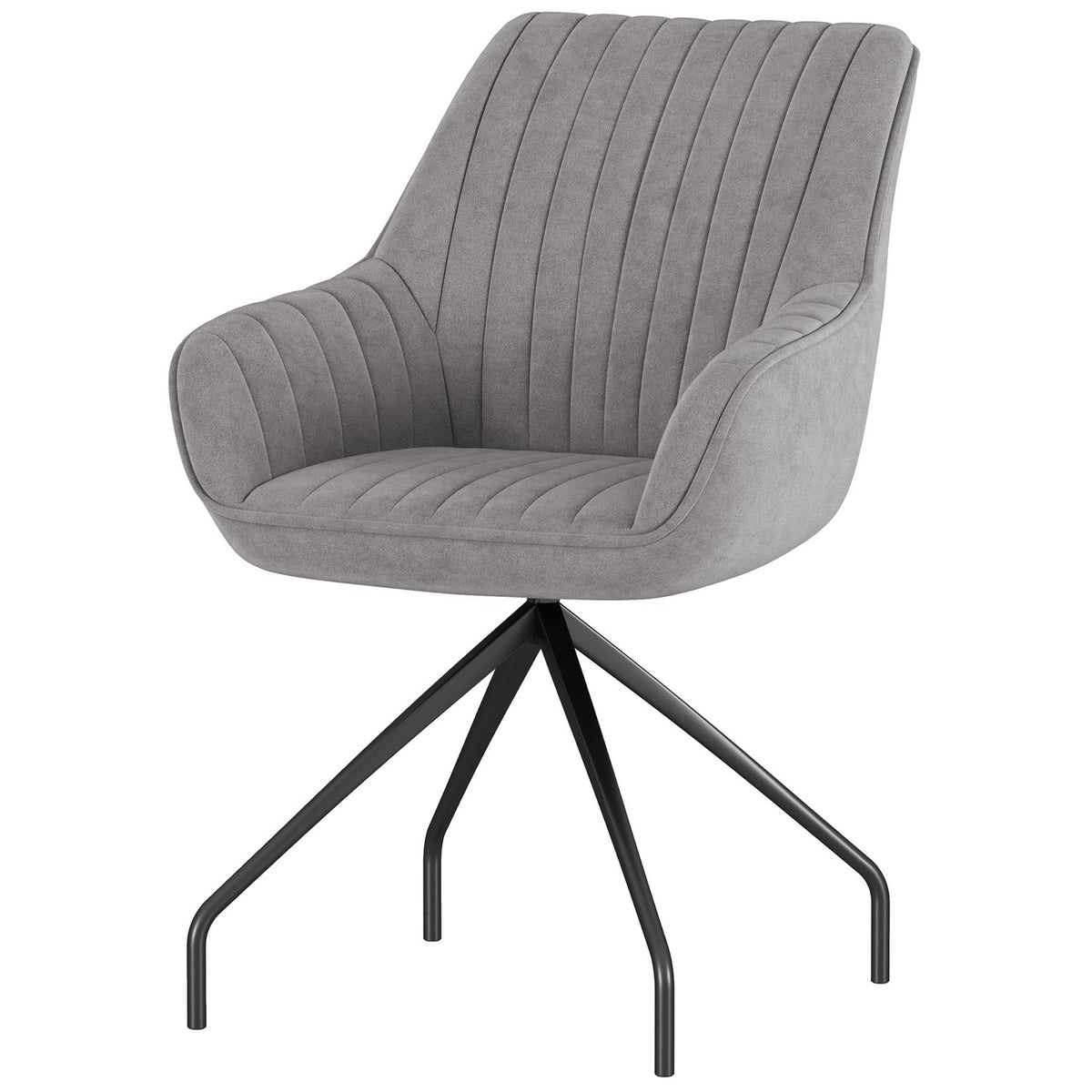 Armchair Swivel Lounge Chair with Armrests Velvet Look Swivel Chair with Metal Legs for Bedroom Living Room Dark Gray
