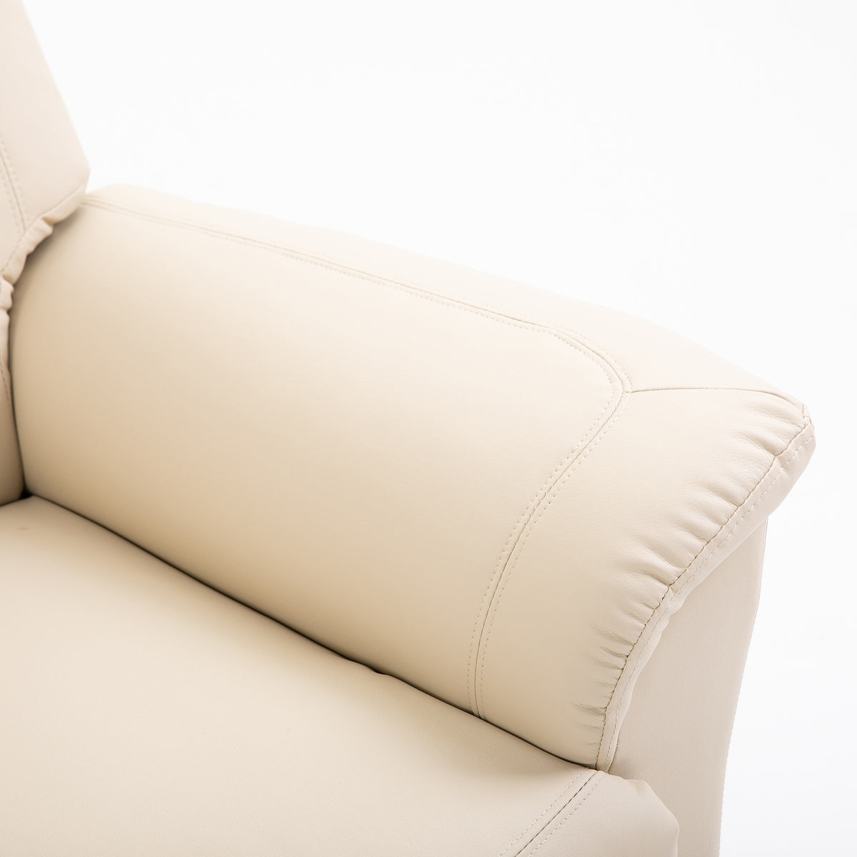 Armchair With Stand-Up Aid, Adjustable Relaxation Chair, Electric Massage Chair With Heating Function, With Remote Control, Made Of Faux Leather, Cream