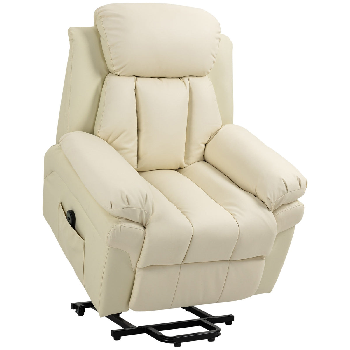 Armchair With Stand-Up Aid, Electric Relaxation Armchair, Tilting Tv Armchair With Remote Control, Made Of Faux Leather, Cream 93 X 96 X 105 Cm