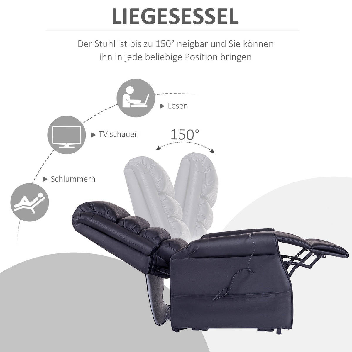Armchair With Stand-Up Aid, Massage Chair With Reclining Function, Relaxation Chair With Usb Port, Stand-Up Chair With Remote Control, Heating Function