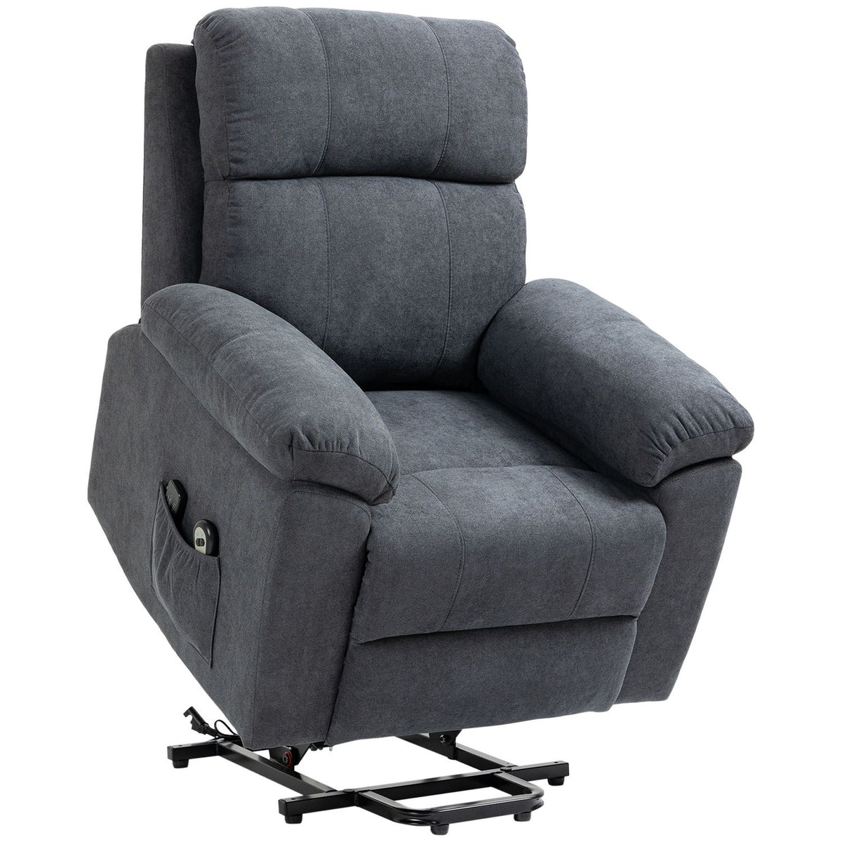 Armchair With Stand-Up Aid, Relaxation Chair With Reclining Function, Massage Chair With Side Pocket, Tv Chair With Remote Control, Gray