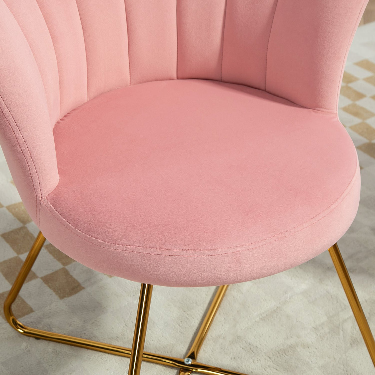 Armchair lounge chair with armrests, metal legs, relaxation chair with backrest in lotus design, velvet look, upholstered chair for living room, bedroom pink |