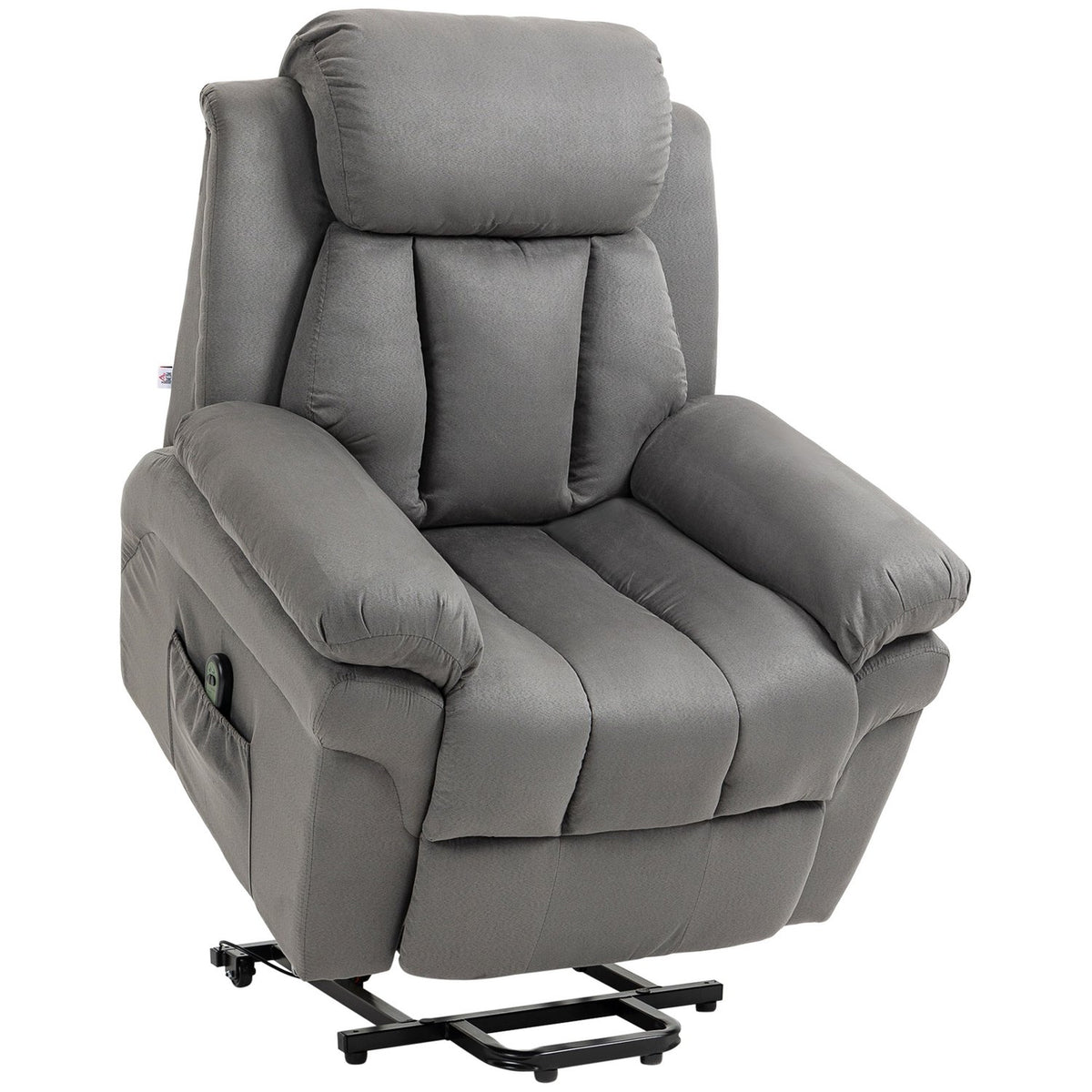 Armchair with stand-up aid, electric relaxation armchair, tilting TV armchair, television armchair, cinema armchair, faux leather, light grey