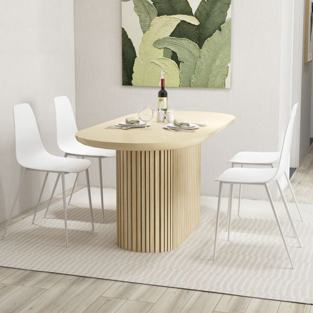 Armless Dining Chair Set of 4, Metal Legs, Anti-Slip Pads, Black/White
