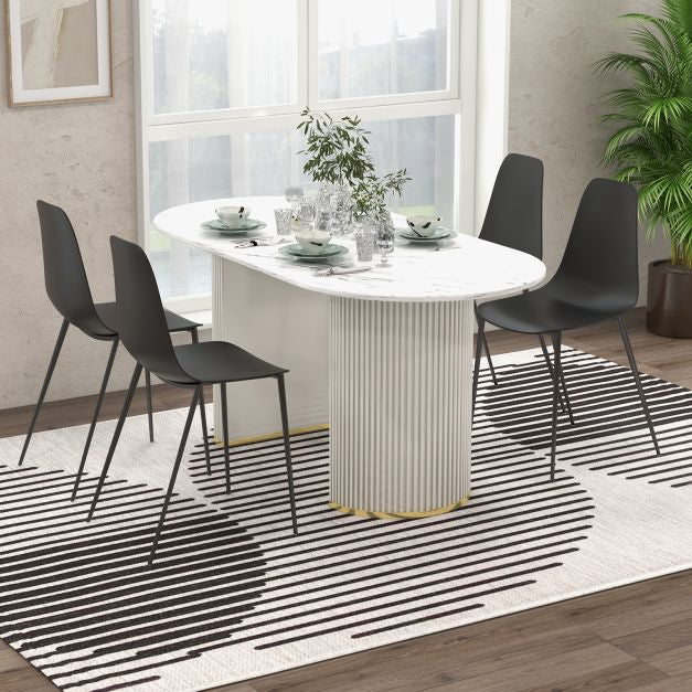 Armless Dining Chair Set of 4, PP Seat, Metal Legs
