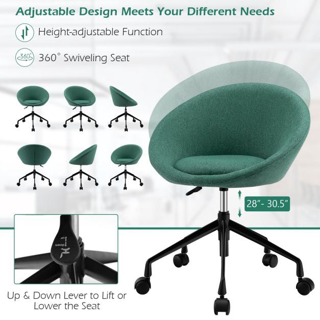 Armless Office Chair, Swivel, Adjustable Height, Linen