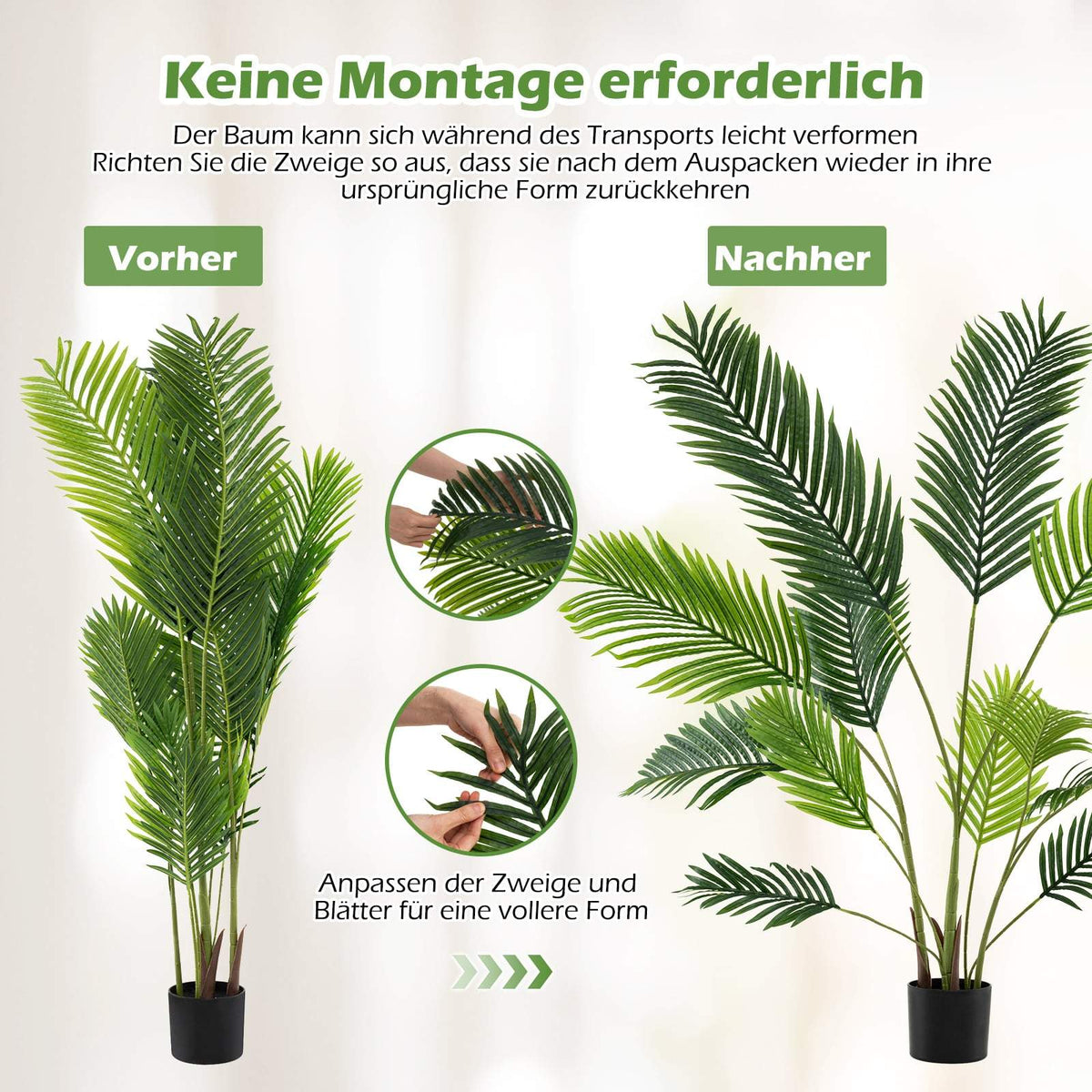 Artificial Areca Palm Set, 140 cm, Indoor Decor
