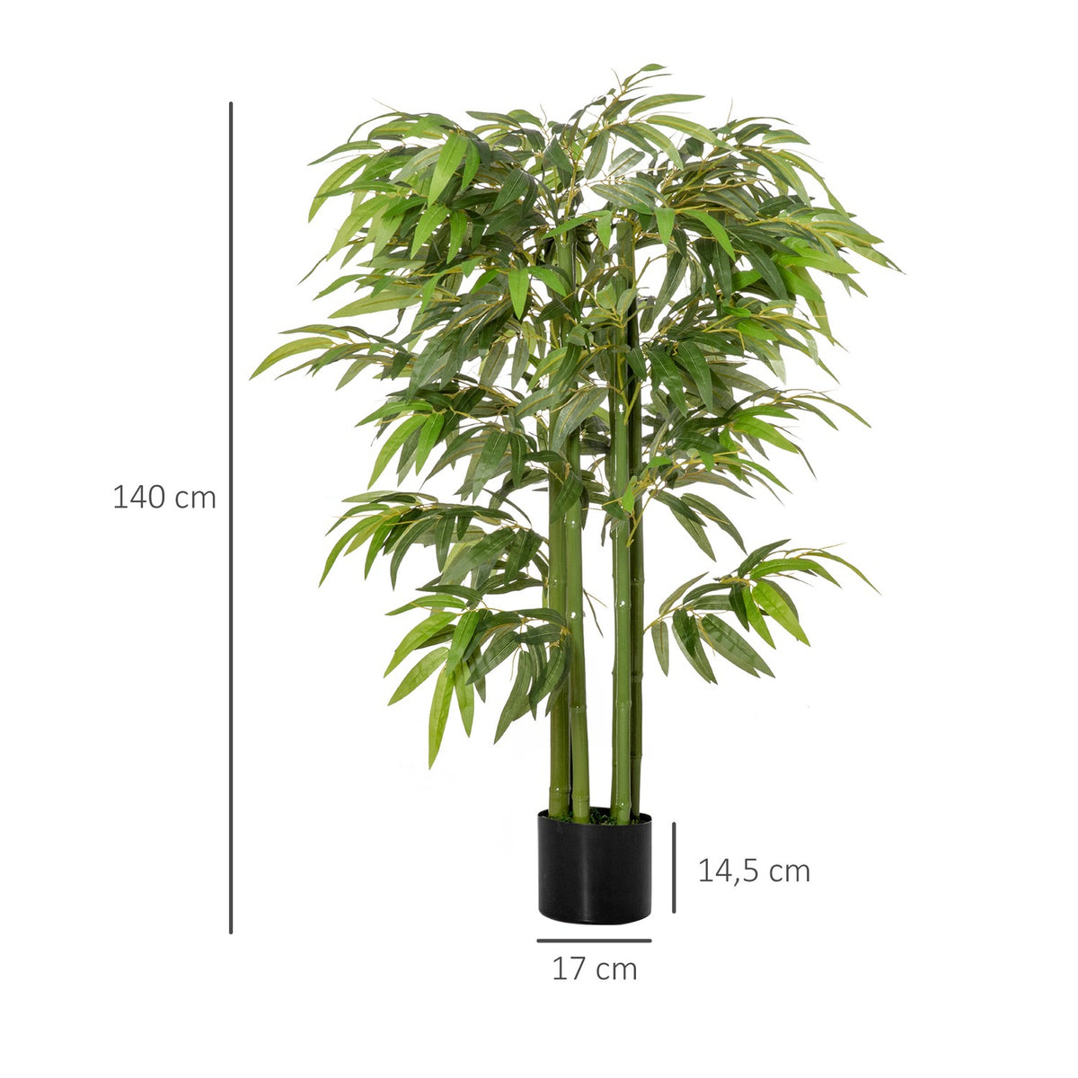 Artificial Bamboo Large 140 cm Artificial Plant, Plastic Artificial Plants in Pot, Artificial Bamboo with 780 Leaves Like Real for Living Room Bedroom Office Garden Modern Decoration