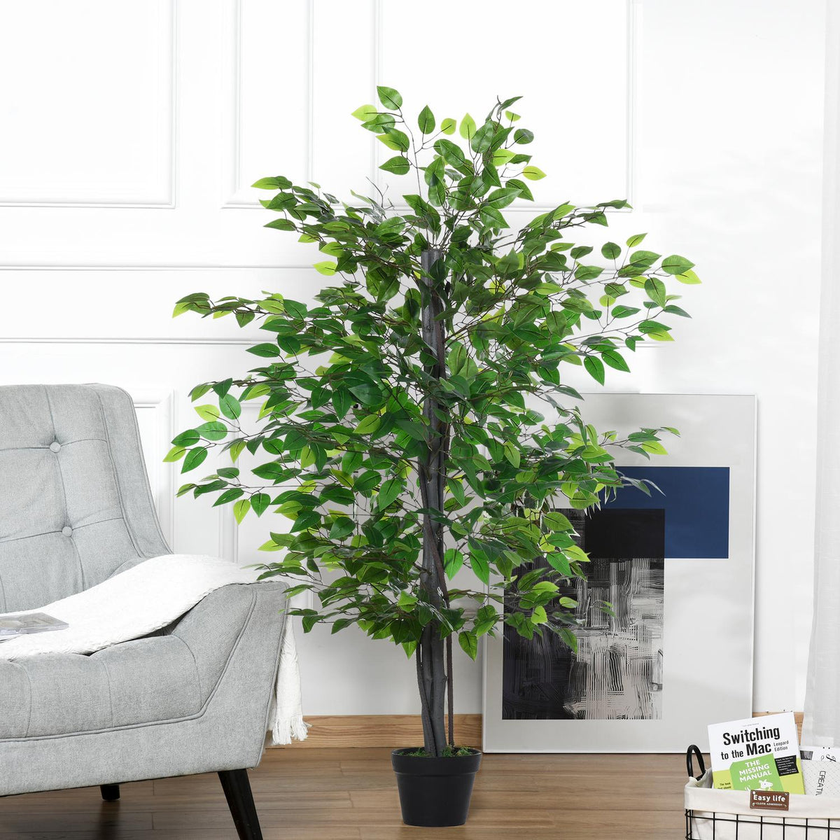 Artificial Banyan Tree Natural-Like Decoration Made Of Solid Wood, Artificial Tree For Living Room, 20X145Cm
