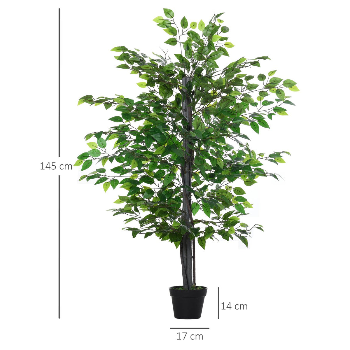 Artificial Banyan Tree Natural-Like Decoration Made Of Solid Wood, Artificial Tree For Living Room, 20X145Cm