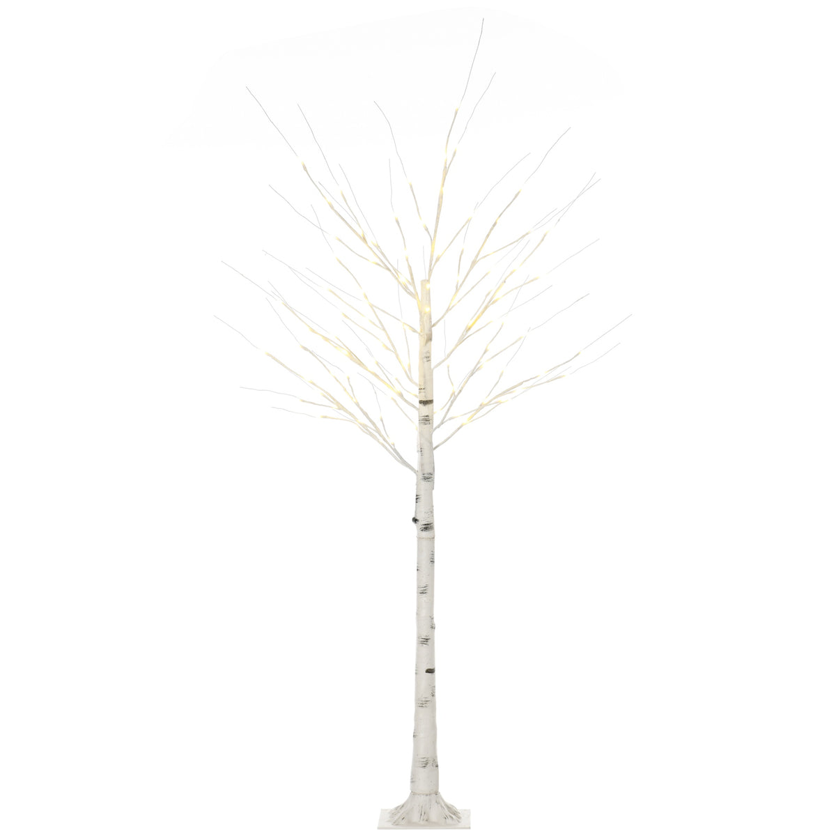 Artificial Birch Tree with LED Lights, White Bark, 180cm