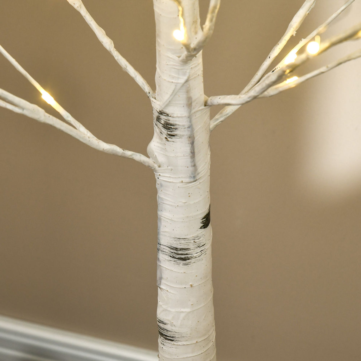 Artificial Birch Tree with LED Lights, White Bark, 180cm