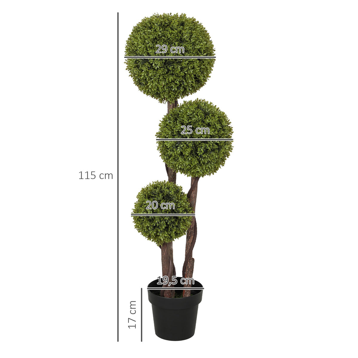 Artificial Boxwood, 115cm Houseplant, Artificial Plant in Pot, Decorative Plant, Decorative Plants for Home, Office, Hallway, Garden, Green