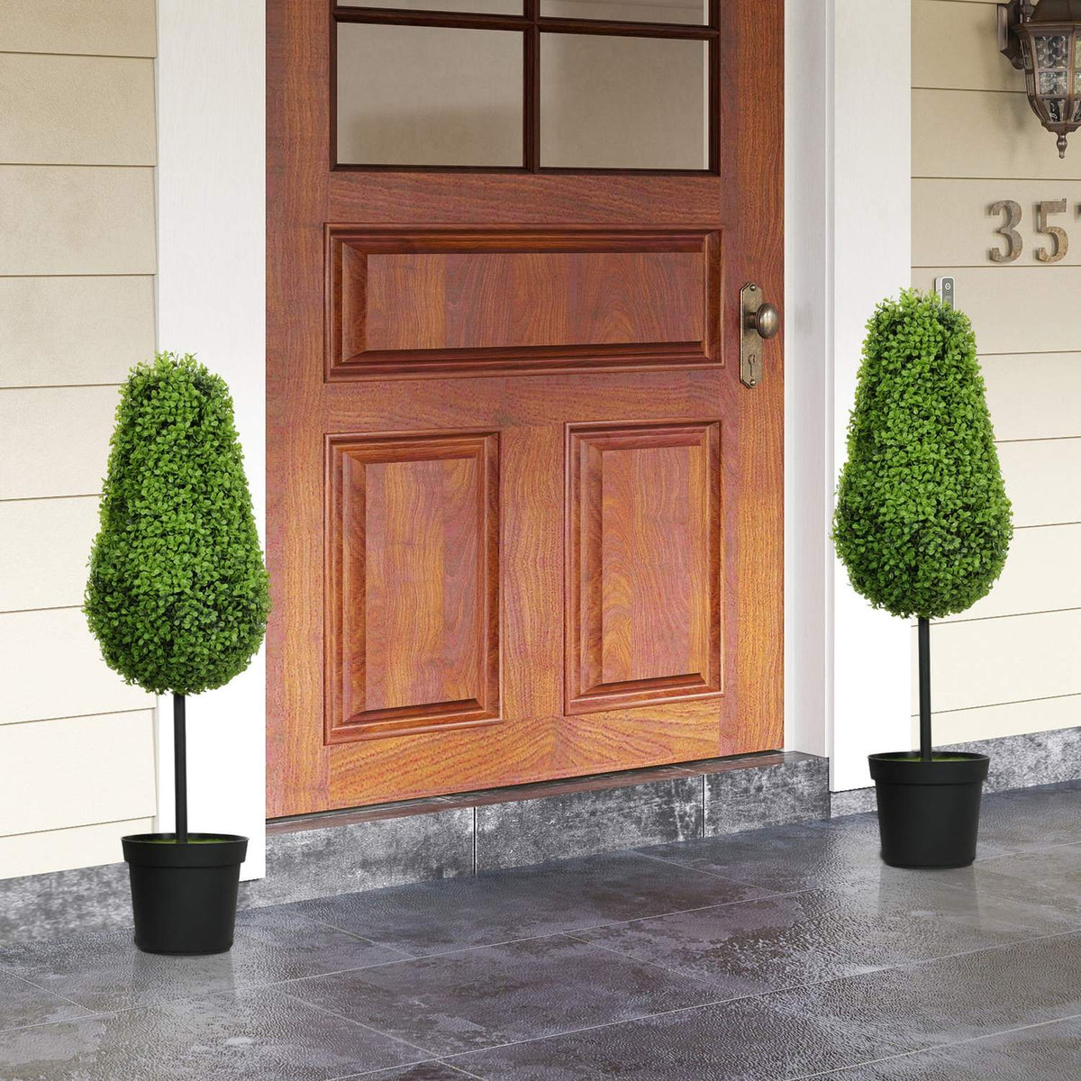 Artificial Boxwood Set, 90cm Teardrop Shape, UV-Resistant