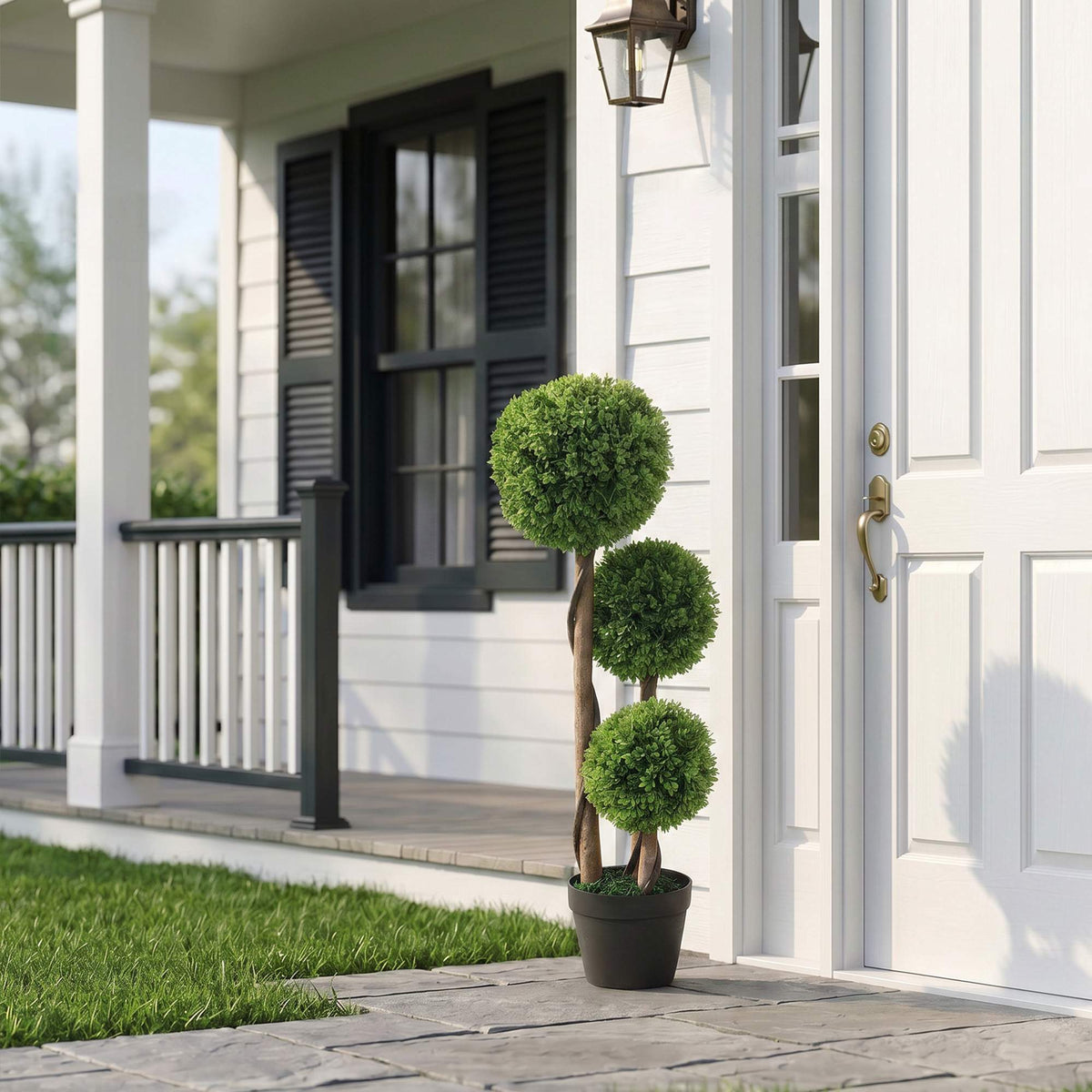 Artificial Boxwood Set of 2, 90cm, Indoor/Outdoor Green