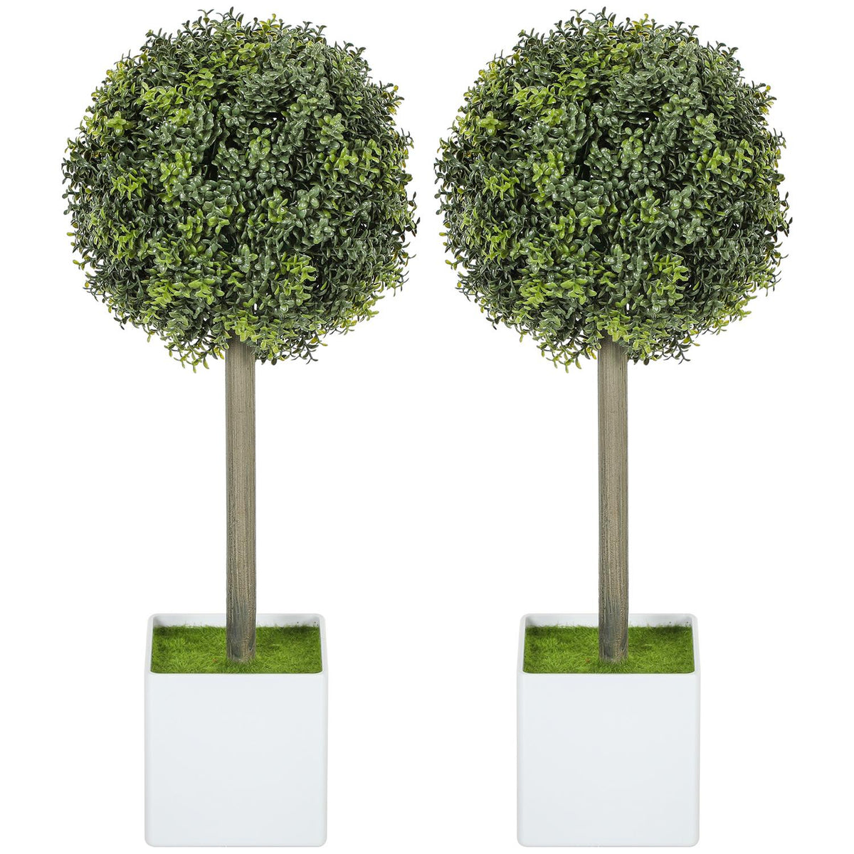 Artificial Boxwood Topiary Set, 45cm, UV-Resistant