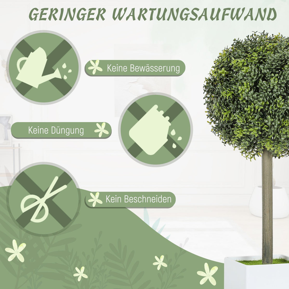 Artificial Boxwood Topiary Set, 45cm, UV-Resistant