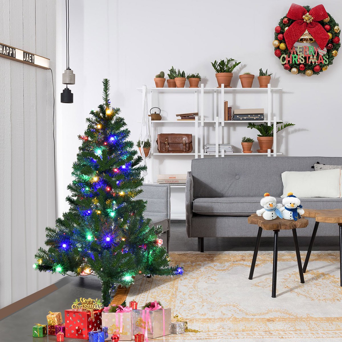 Artificial Christmas Tree 120 cm, LED Lights, Stand
