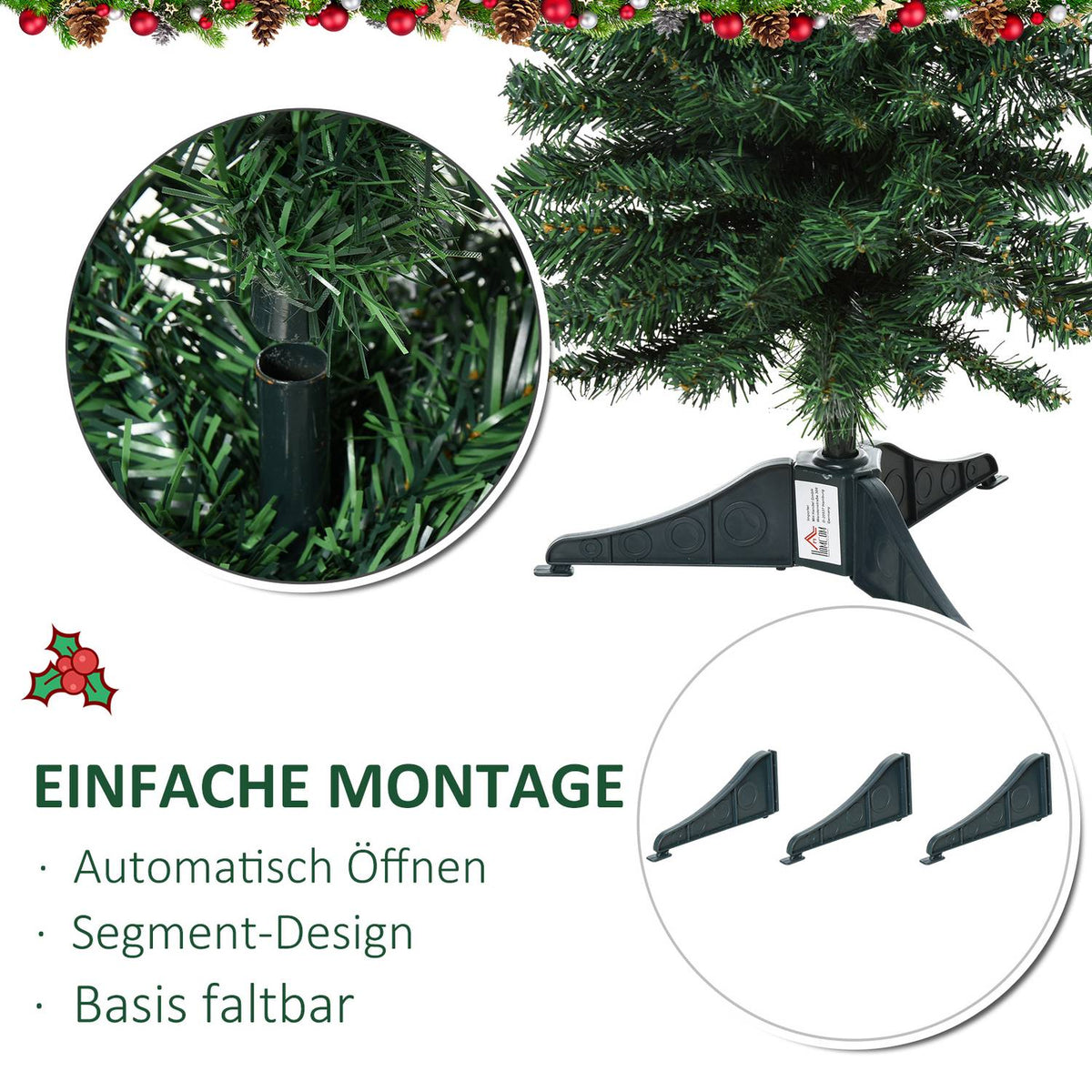 Artificial Christmas Tree 1.2 M Christmas Tree 212 Branches Pvc Green Ø32 X 120H Cm
