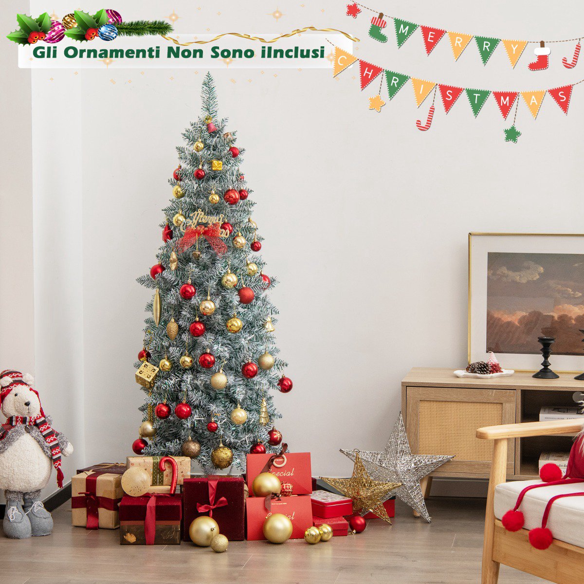 Artificial Christmas Tree 150cm, 190 Multicolor LED Lights