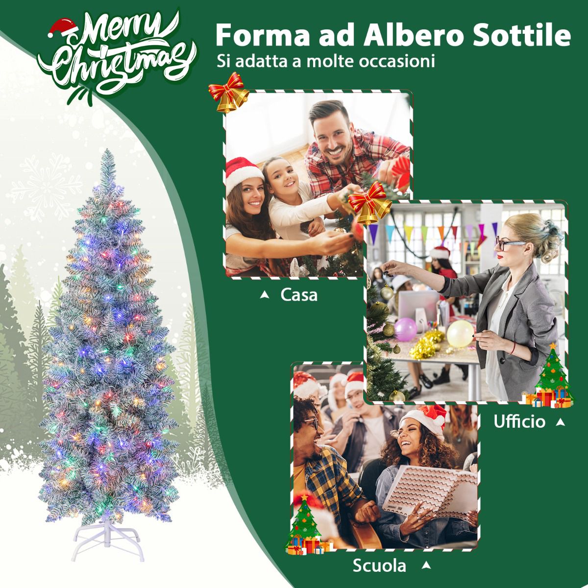 Artificial Christmas Tree 150cm, 190 Multicolor LED Lights
