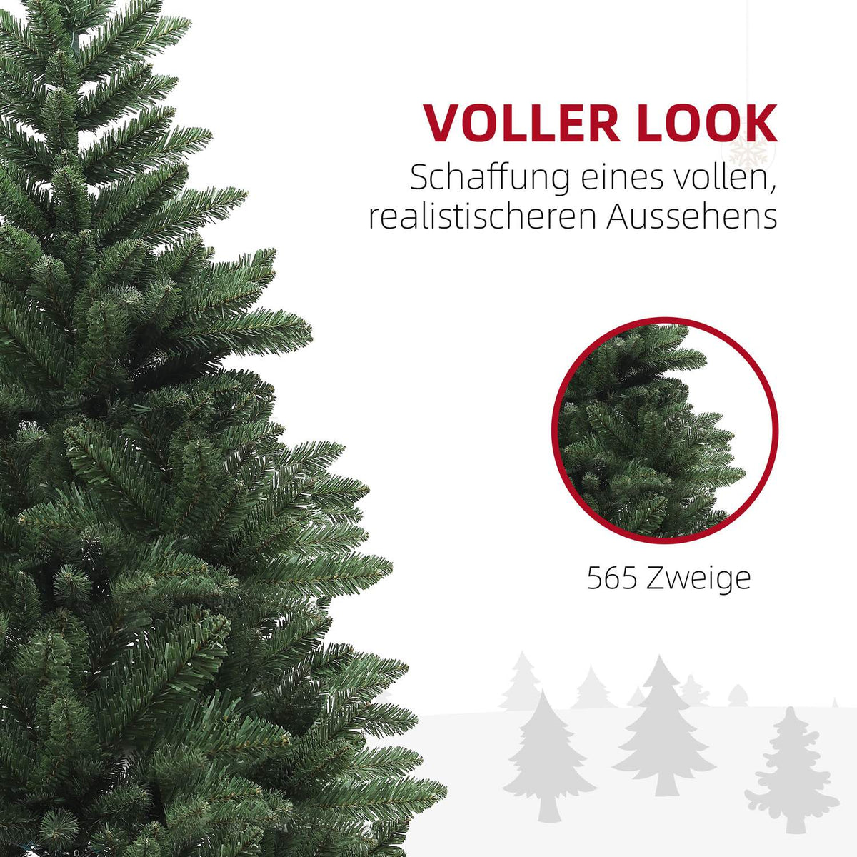 Artificial Christmas Tree, 150cm Christmas Tree with 565 Tips, Foldable Steel Base, Flame Retardant, for Christmas Decoration, Indoor, Green