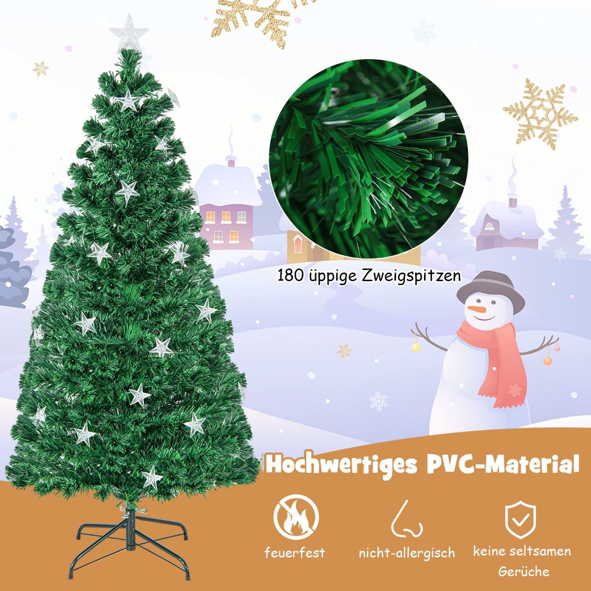 Artificial Christmas Tree 150cm, Fiber Optic, 8 Modes