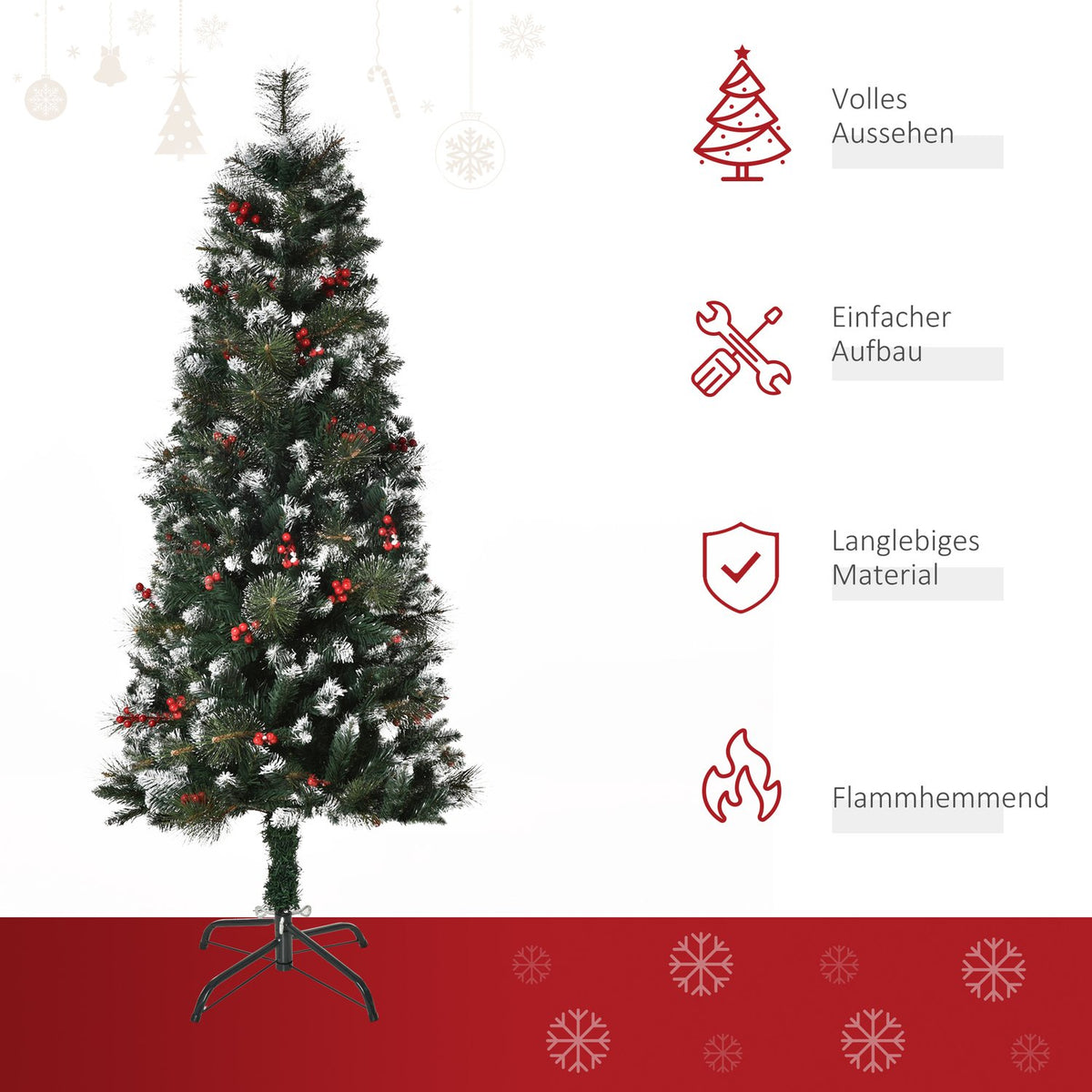 Artificial Christmas Tree 1.5 M Christmas Tree 360 Branches Pvc Metal Green + White Ø50 X 150 Cm