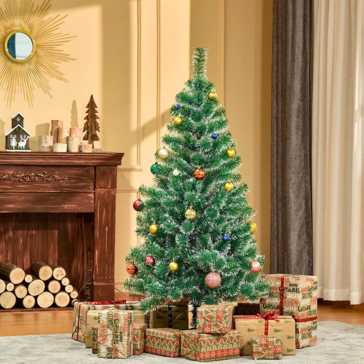 Artificial Christmas Tree 1.5 M Christmas Tree 416 Branches Metal Base Pet Green