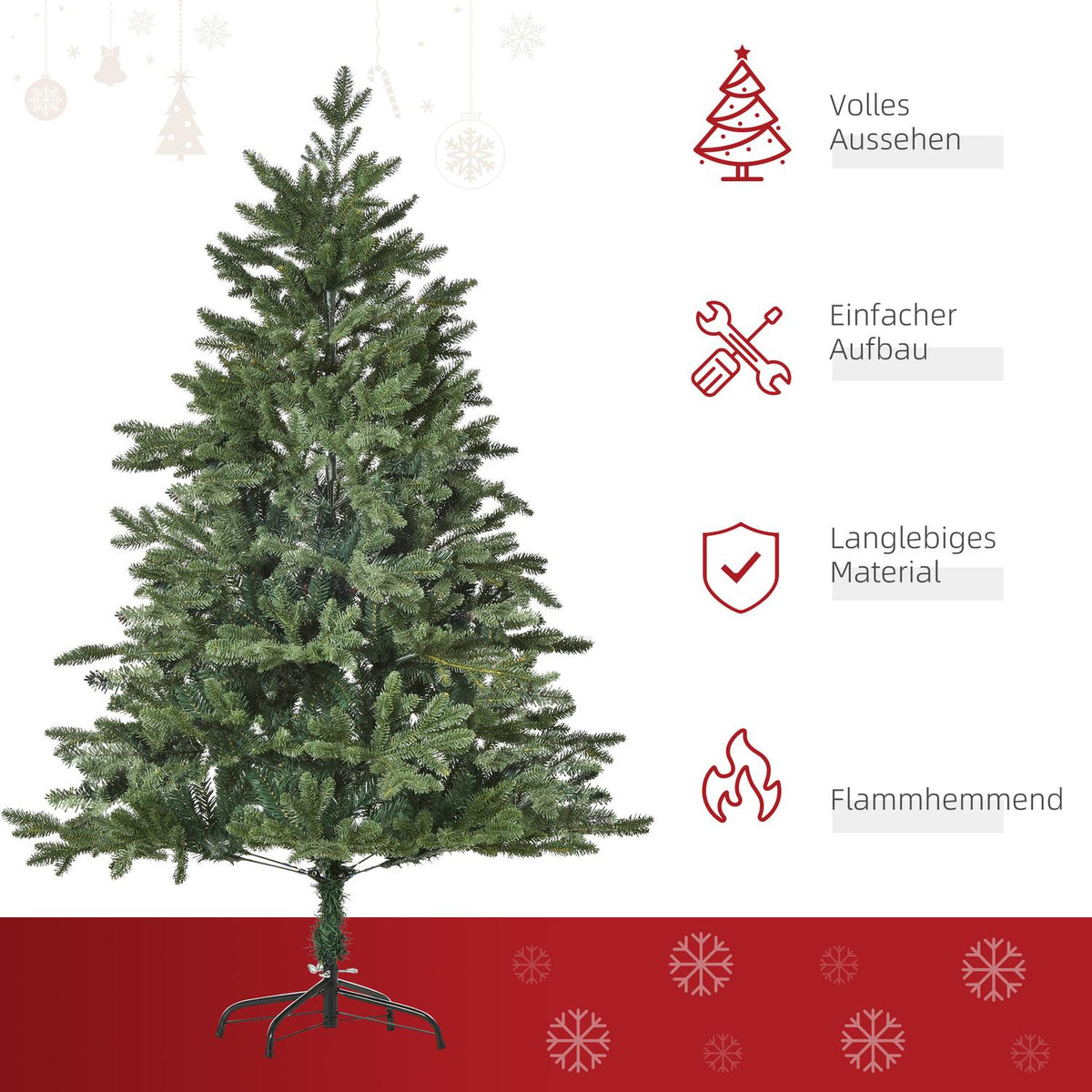 Artificial Christmas Tree 1.5 M Christmas Tree Pvc Pe Metal Green Ø105 X 150 Cm