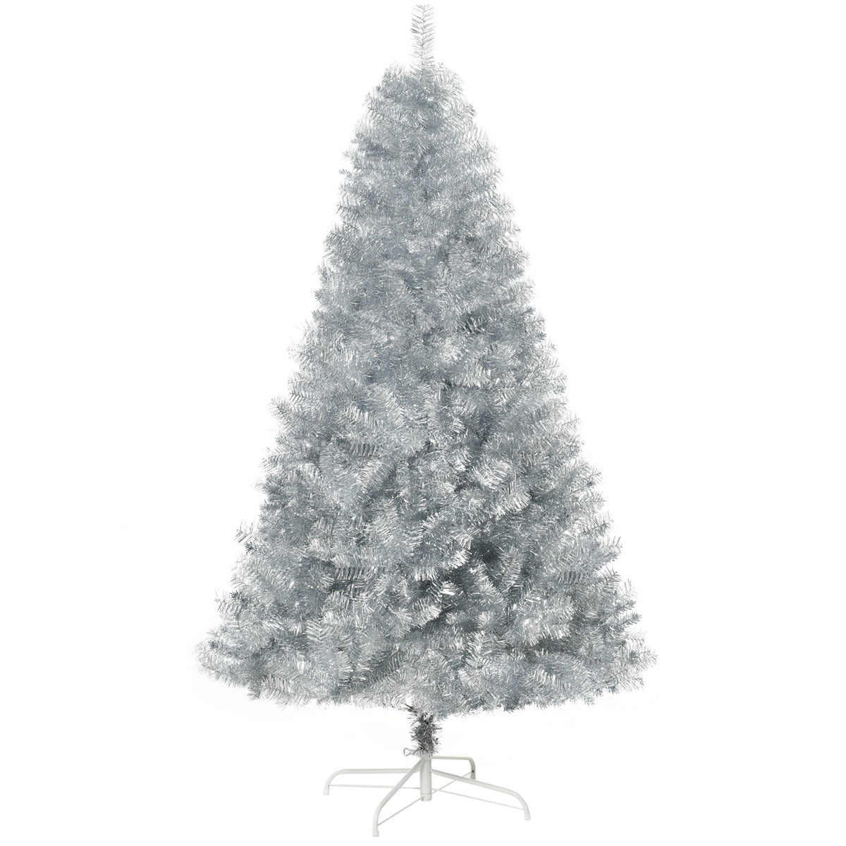 Artificial Christmas Tree 180 Cm Christmas Tree With 1000 Branch Tips Easy To Assemble Including Christmas Tree Stand Metal Silver + White Ø103 X 180 Cm