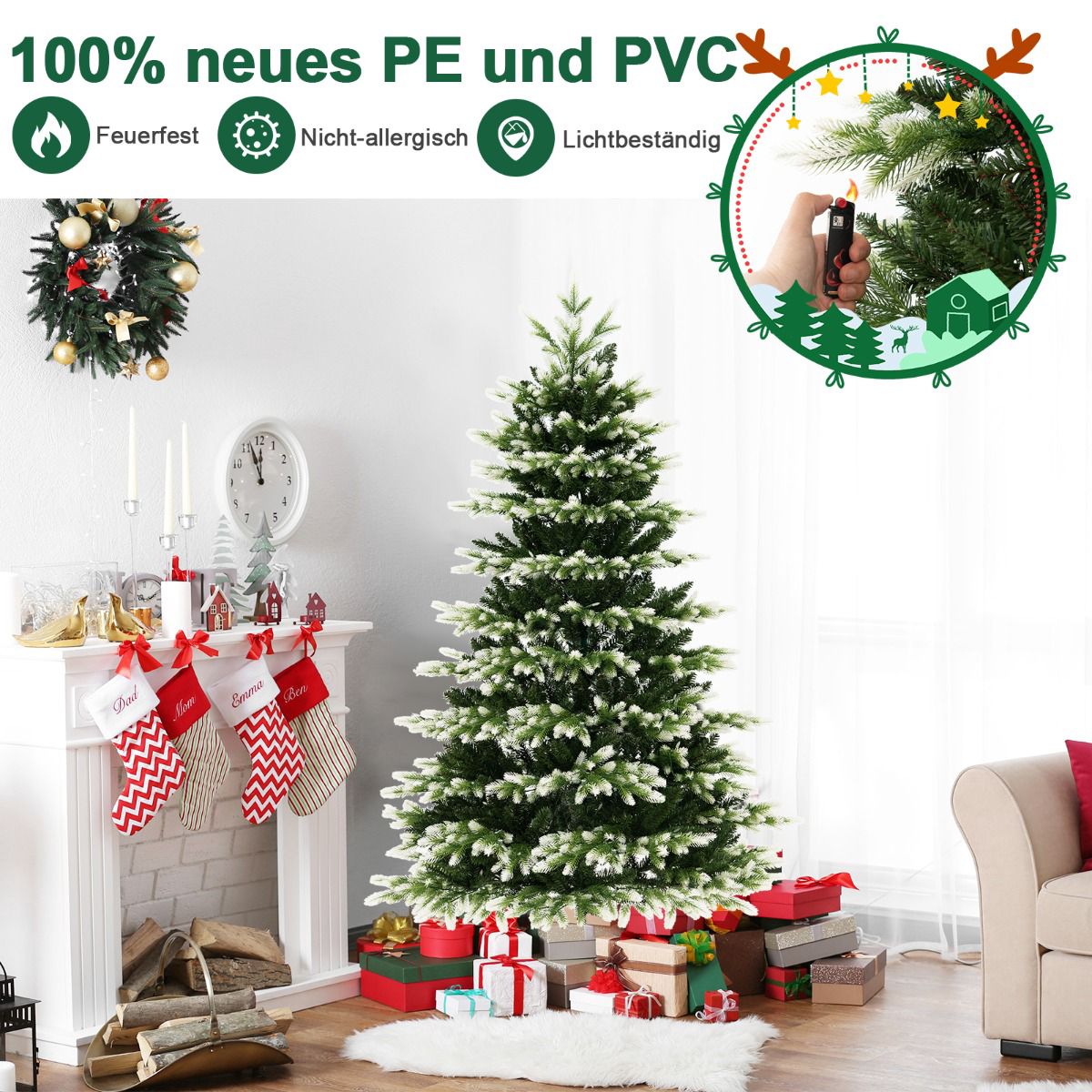 Artificial Christmas Tree 180cm, 350 LED, Remote Stand