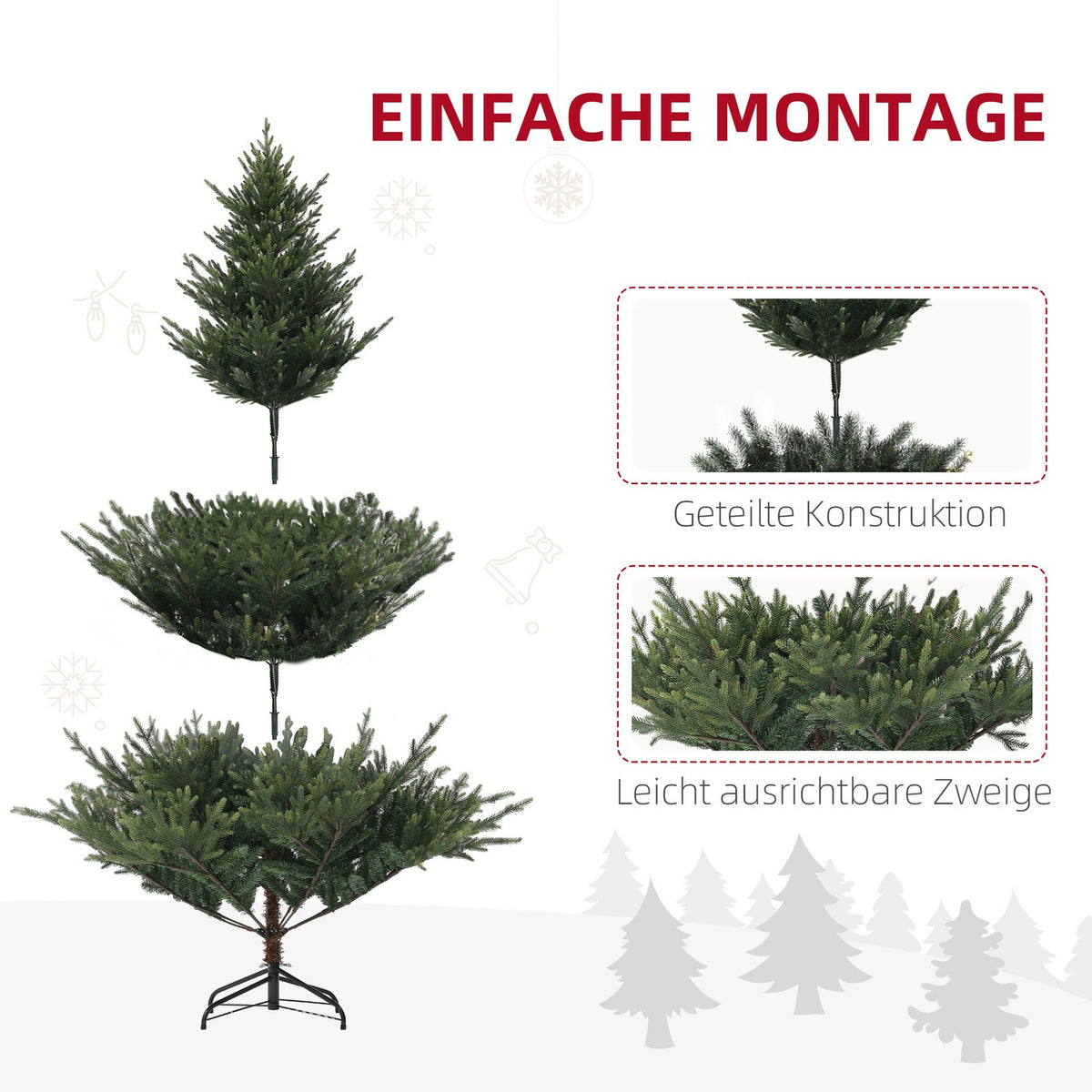Artificial Christmas Tree, 180cm Christmas Tree with 1046 Tips, Steel Stand, Flame Retardant, for Christmas Decoration, Indoor, Green