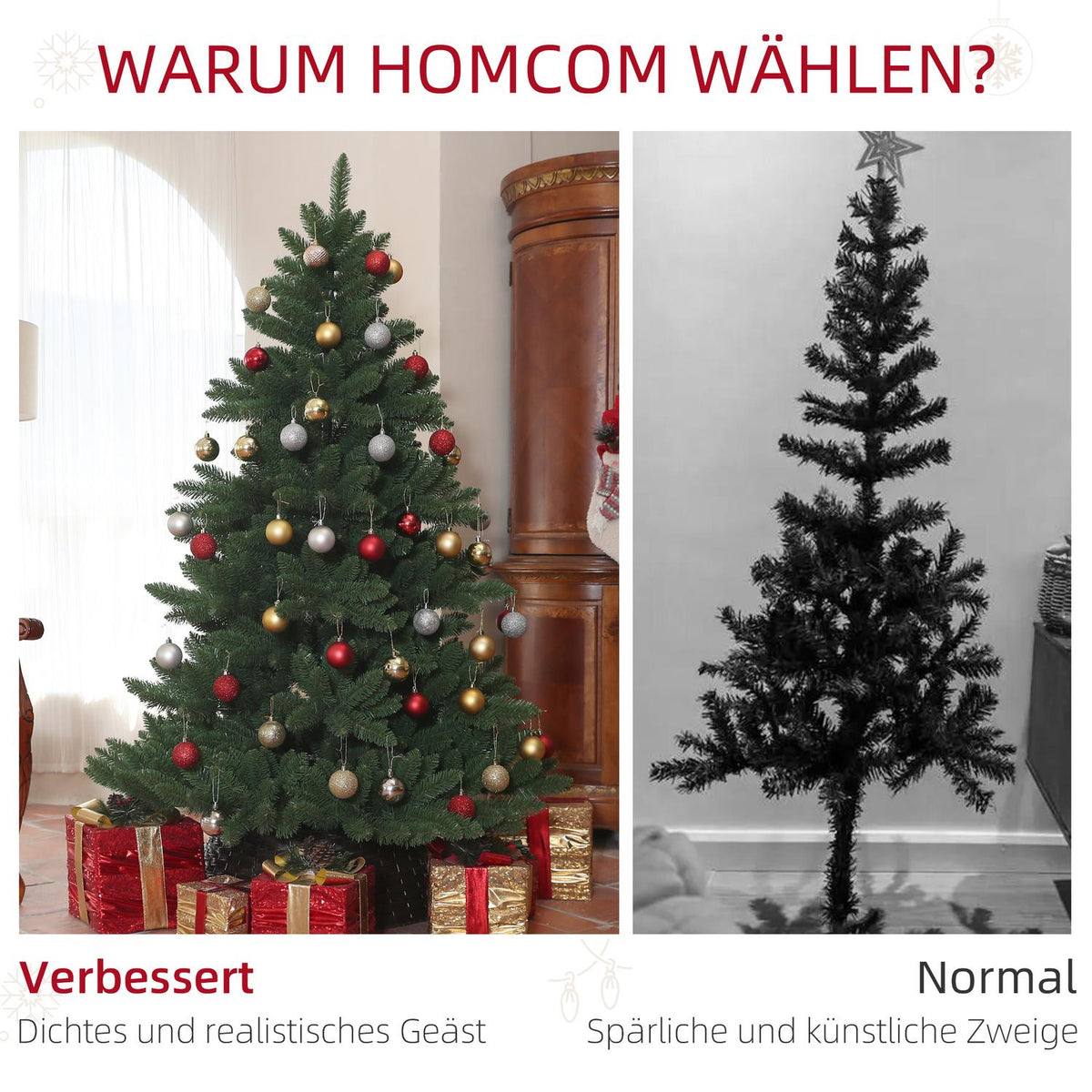 Artificial Christmas Tree, 180cm Christmas Tree with 880 Tips, Foldable Steel Base, Flame Retardant, for Christmas Decoration, Indoor, Green